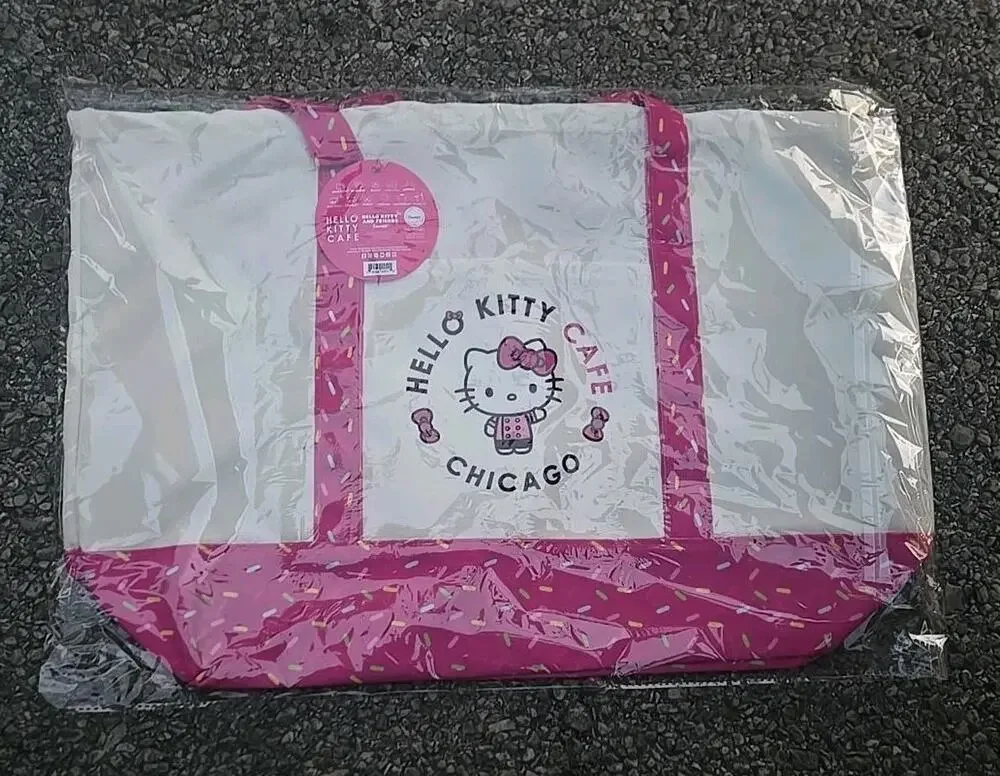 Hello Kitty Cafe Chicago Tote Bag Pink White Sanrio Exclusive NEW Sealed